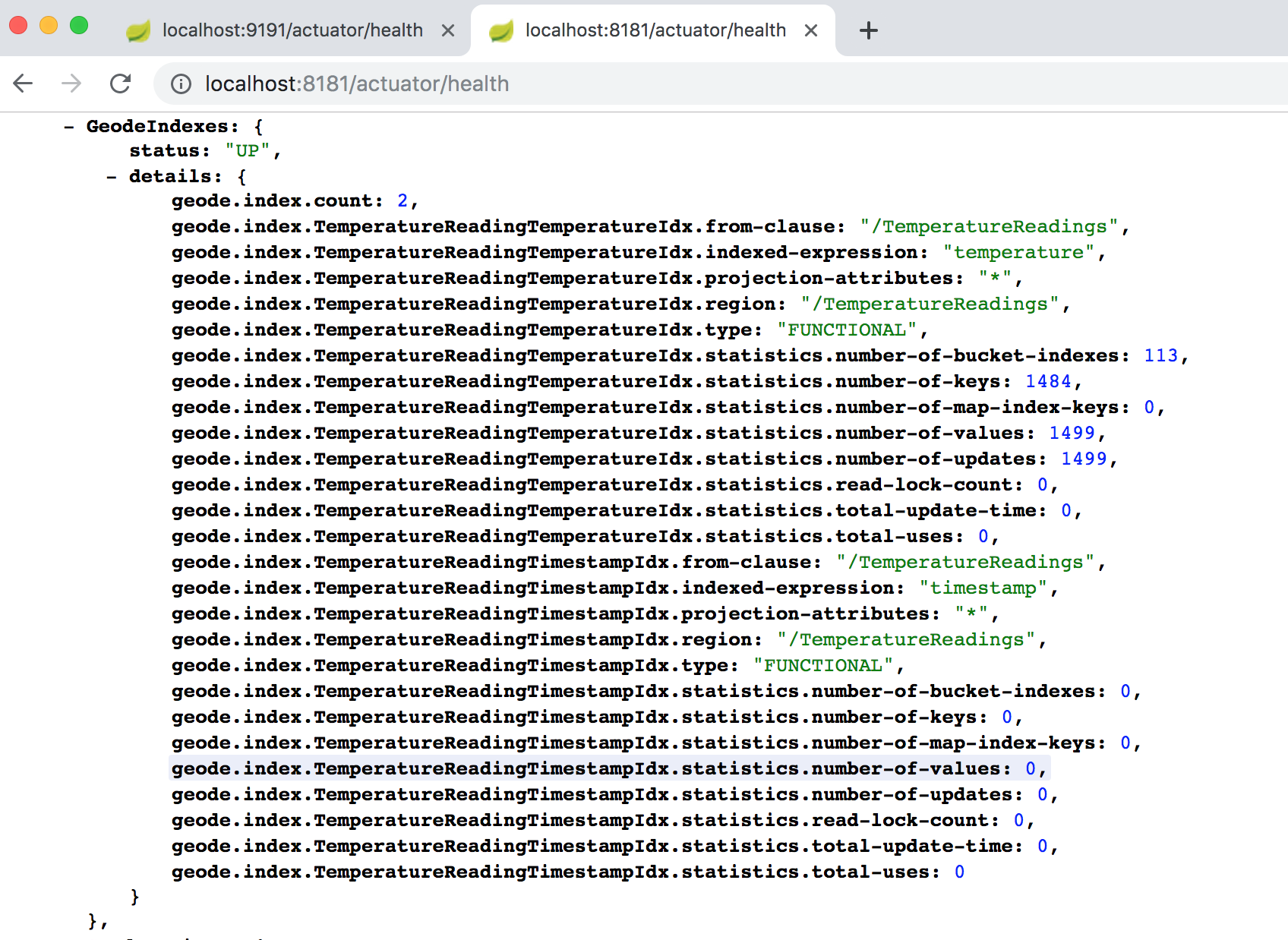 server actuator health indexes endpoint