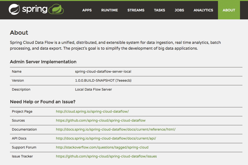 The Spring Cloud Data Flow Dashboard